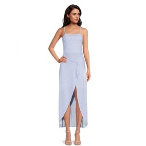 No Boundaries Women's Small Midi Floral Wrap Skirt Dress Pastel Blue
